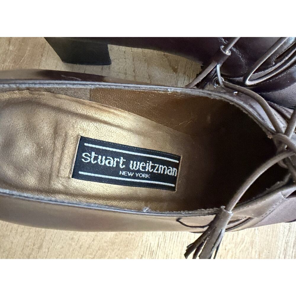 Stuart Weitzman Chocolate Brown Chunky Heel Bootie Vintage CBK 90s Minimalist - Picture 6 of 8